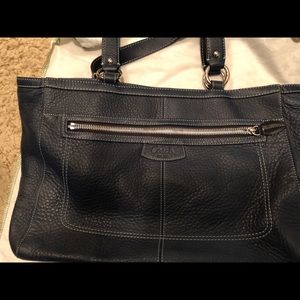 Coach Blue Pebble Leather Tote